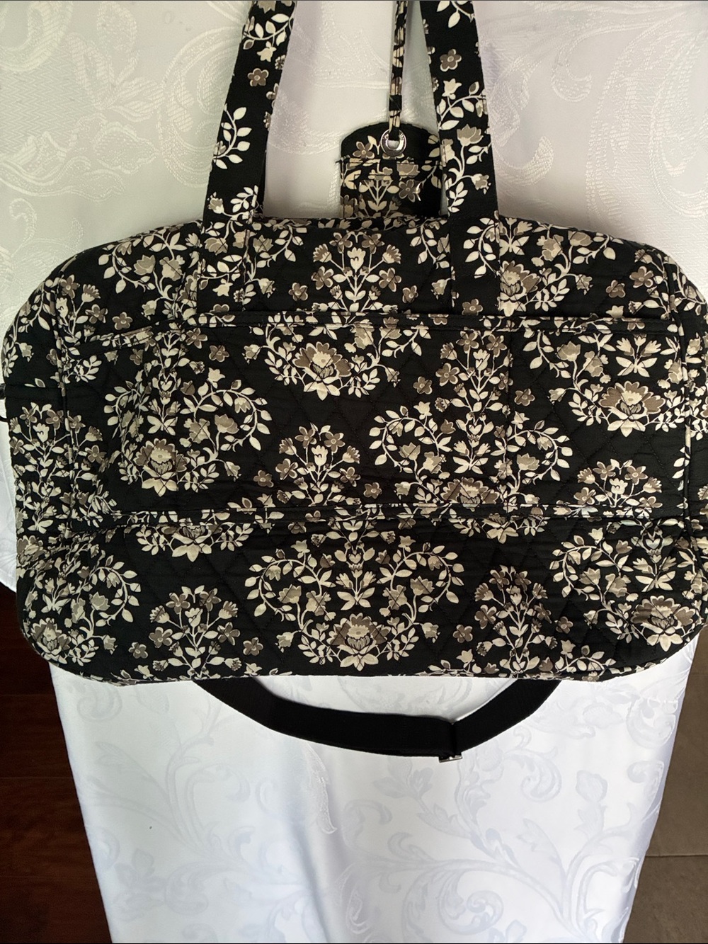Vera Bradley Black Quilted Floral Travel Bag